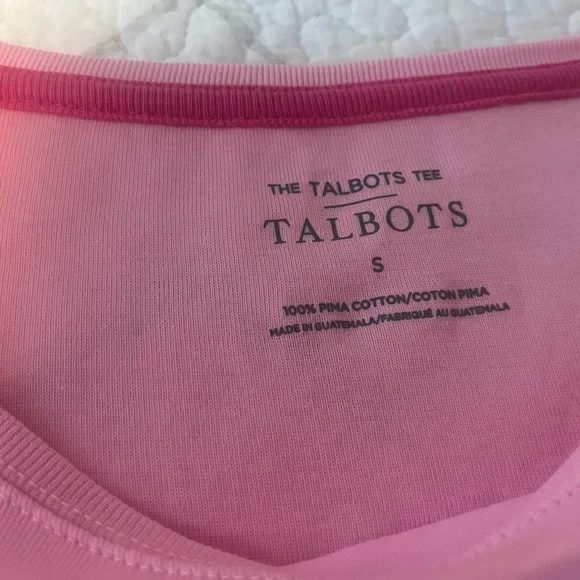 Talbots Small,Soft Pink,3/4 Sleeve Pima cotton, Bateau Neck Tee, Like new - Picture 2 of 6